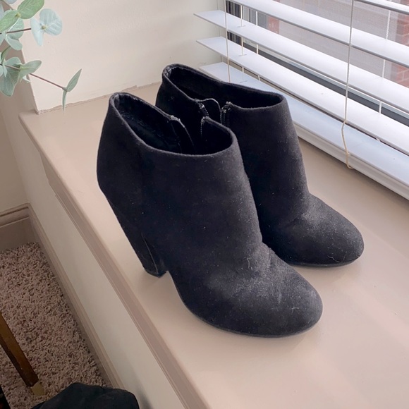 Black Suede Booties - Size 6.5 - Picture 1 of 2